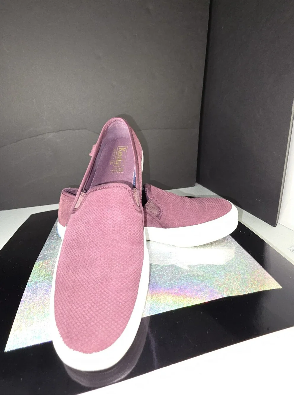 Keds Double Decker Perf Suede Slip-On Platform Sneakers Plum/ Burgandy 6.5 US